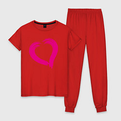 Пижама хлопковая женская Сердечко для влюбленных, цвет: красный