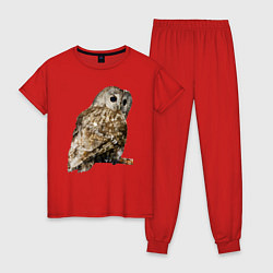 Пижама хлопковая женская Серая сова, цвет: красный