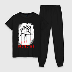 Пижама хлопковая женская Protective, цвет: черный