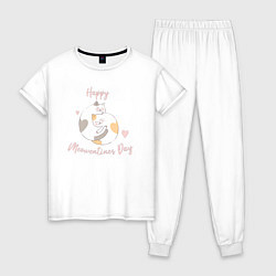 Пижама хлопковая женская Счастливого дня Святого Валентина, цвет: белый