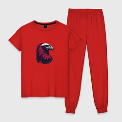 Пижама хлопковая женская Красочный орел, цвет: красный