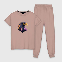 Пижама хлопковая женская Иллюстрация орла, цвет: пыльно-розовый