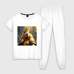 Женская пижама Мем царь капибара в золотых латах и короне