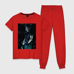 Пижама хлопковая женская Звездное сияние, цвет: красный