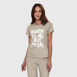 Пижама хлопковая женская Death to all - кроме металл, цвет: миндальный — фото 2