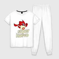 Пижама хлопковая женская Super Huevo, цвет: белый