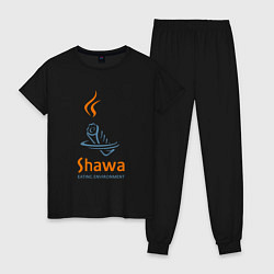 Пижама хлопковая женская Shawa eating environment, цвет: черный