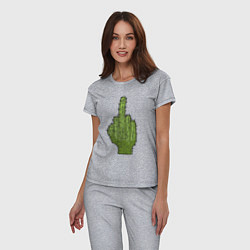Пижама хлопковая женская Cactus fuck, цвет: меланж — фото 2