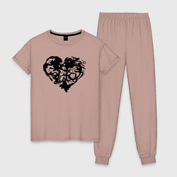 Пижама хлопковая женская Сердце текстура, цвет: пыльно-розовый