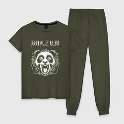 Пижама хлопковая женская Burzum rock panda, цвет: меланж-хаки