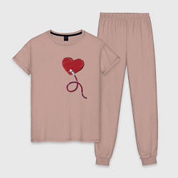 Женская пижама Сердца - ethernet love connected, левая парная