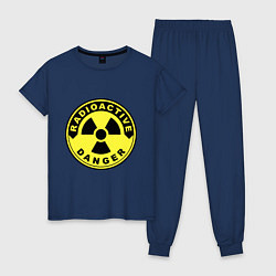 Пижама хлопковая женская Danger radiation sign, цвет: тёмно-синий