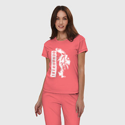 Пижама хлопковая женская Taekwondo fighter, цвет: коралловый — фото 2