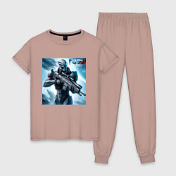 Пижама хлопковая женская Mass Effect - N7 ai art, цвет: пыльно-розовый
