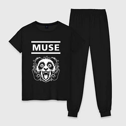 Пижама хлопковая женская Muse rock panda, цвет: черный