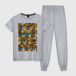 Женская пижама Глаза разноцветные из золота в стиле стимпанк