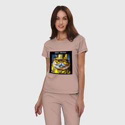 Пижама хлопковая женская Рыжий кот барон в стиле стимпанк: big boss, цвет: пыльно-розовый — фото 2