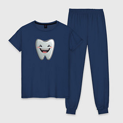 Пижама хлопковая женская Улыбающийся зуб, цвет: тёмно-синий