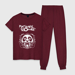 Пижама хлопковая женская My Chemical Romance rock panda, цвет: меланж-бордовый
