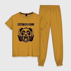 Пижама хлопковая женская System of a Down - rock panda, цвет: горчичный