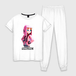 Пижама хлопковая женская Minecraft персонаж девушки в костюме, цвет: белый