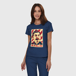 Пижама хлопковая женская Stalin face, цвет: тёмно-синий — фото 2