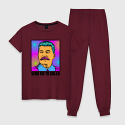 Пижама хлопковая женская Send em to gulag, цвет: меланж-бордовый