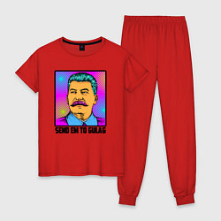 Пижама хлопковая женская Send em to gulag, цвет: красный