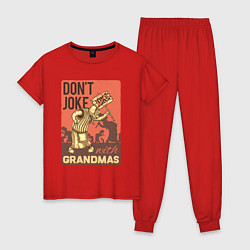 Пижама хлопковая женская Не шути с бабками, цвет: красный