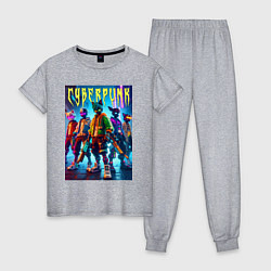 Пижама хлопковая женская Фурри - киберпанк, цвет: меланж