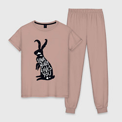Пижама хлопковая женская Какой-то кролик тебя любит, цвет: пыльно-розовый
