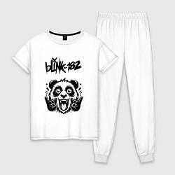 Пижама хлопковая женская Blink 182 - rock panda, цвет: белый