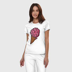 Пижама хлопковая женская Brain ice cream, цвет: белый — фото 2