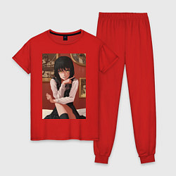 Пижама хлопковая женская Человек бензопила Аса Митака Йор, цвет: красный