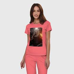 Пижама хлопковая женская Ван Пис Луффи Монки Д, цвет: коралловый — фото 2