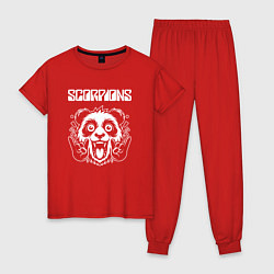Пижама хлопковая женская Scorpions rock panda, цвет: красный