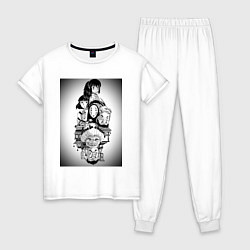 Пижама хлопковая женская Унесённые призраками Тихиро Огино Хаку, цвет: белый