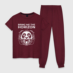 Пижама хлопковая женская Bring Me the Horizon rock panda, цвет: меланж-бордовый