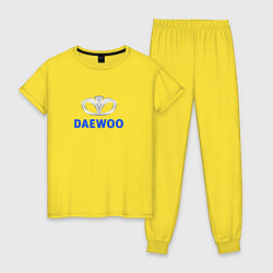 Пижама хлопковая женская Daewoo sport auto logo, цвет: желтый