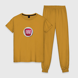 Пижама хлопковая женская FIAT sport auto logo, цвет: горчичный