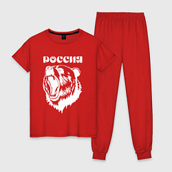 Пижама хлопковая женская Ревущий медведь Россия, цвет: красный