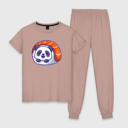 Пижама хлопковая женская Roll panda, цвет: пыльно-розовый