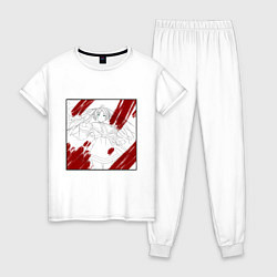 Пижама хлопковая женская Фрирен с красными пятнами, цвет: белый