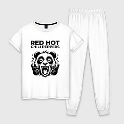 Пижама хлопковая женская Red Hot Chili Peppers - rock panda, цвет: белый