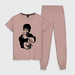 Женская пижама Черный силуэт Брюс Ли