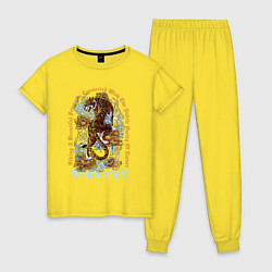 Пижама хлопковая женская Eough tripe, цвет: желтый