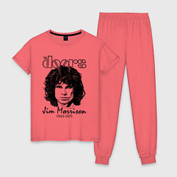 Пижама хлопковая женская The Doors Jim Morrison, цвет: коралловый