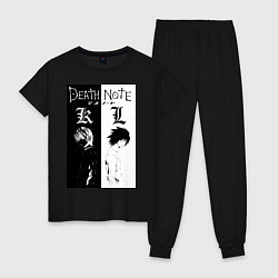 Пижама хлопковая женская Тетрадь смерти Лайт Ягами, цвет: черный