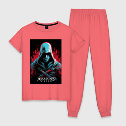 Пижама хлопковая женская Assassins creed классика, цвет: коралловый