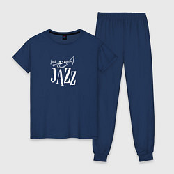 Пижама хлопковая женская Just jazz in white, цвет: тёмно-синий